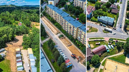 zdjęcie przedstawia ulice, budynki i bloki z góry