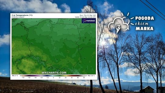 Chmury nad Gorlicami i mapa pogody polski
