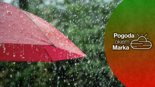 zdjęcie przedstawia parasol na który pada deszcz