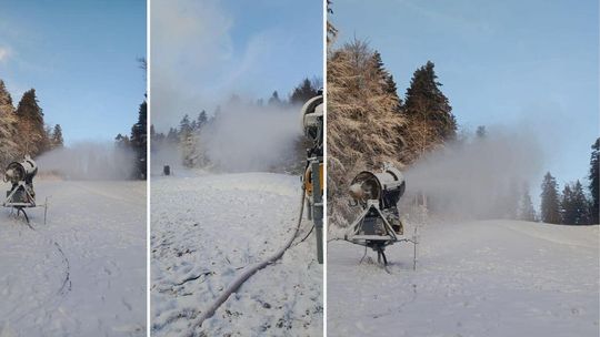 armatki śnieżne naśnieżają stok