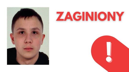 zdjęcie przedstawia portret chłopaka obok napis zaginiony