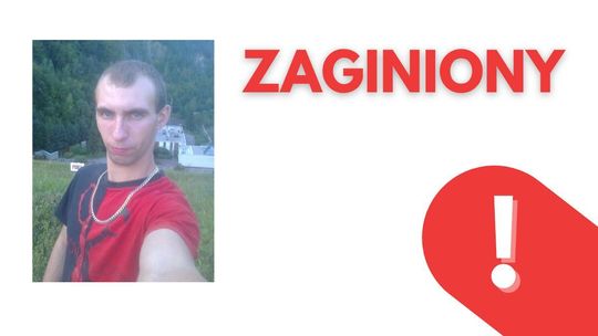 zdjęcie przedstawia kolorowy portret mężczyzny, obok napis zaginiony