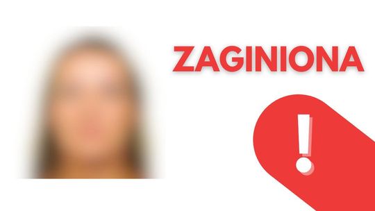 zdjęcie przedstawia kolorowy portret kobiety i napis zaginiona