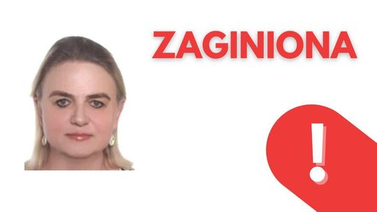 zdjęcie przedstawia kolorowy portret kobiety i napis zaginiona