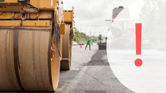 Zdjęcie przedstawia roboty drogowe