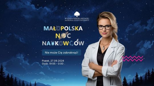 kobieta w kitlu na tle nocy i grafiki