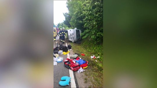zdjęcie przedstawia busa w rowie