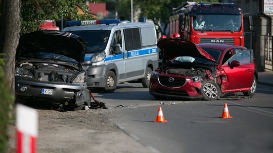 Zderzenie na ulicy Stróżowskiej w Gorlicach. Droga była zablokowana.