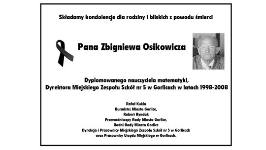 Zmarł Zbigniew Osikowicz, wieloletni dyrektor gorlickiej Piątki