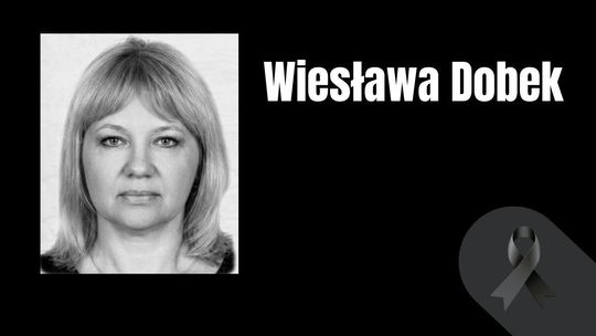 zdjęcie przedstawia czarno-białe zdjęcie kobiety i napis Wiesława Dobek