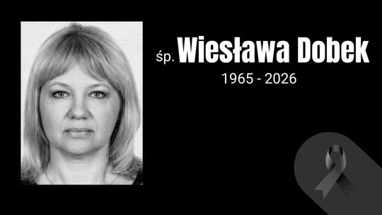 zdjęcie przedstawia czarno-białe zdjęcie kobiety i napis Wiesława Dobek
