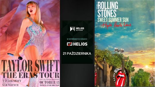 Plakaty promujące koncerty Taylor Swift i The Rolling Stones