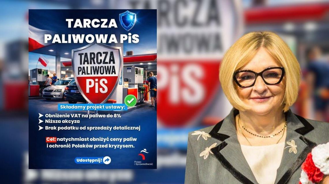 zdjęcie przedstawia plakat i wizerunek kobiety w okularach