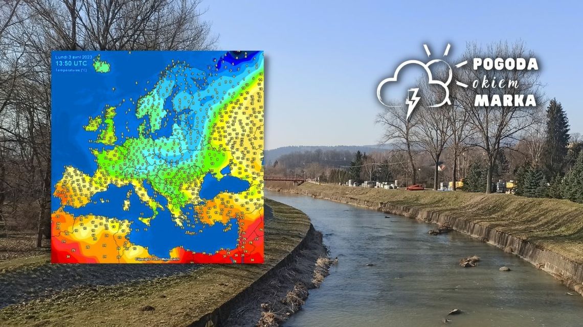 temperatura powietrza zmierzona w Europie 3 kwietnia o 15.50 CEST