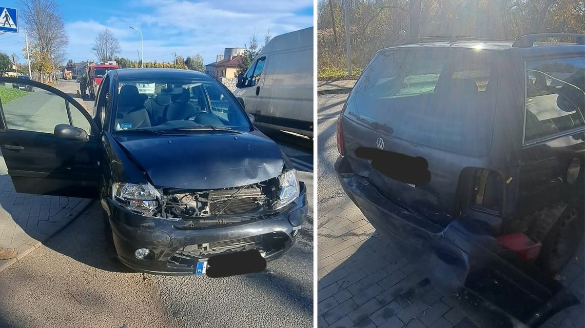 uszkodzone pojazdy po zdarzeniu na ul. Kazimierza Wielkiego w Bieczu