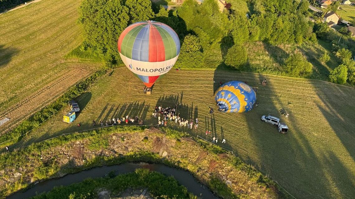 zdjęcie przedstawia widok z góry na dwa balony na ziemi
