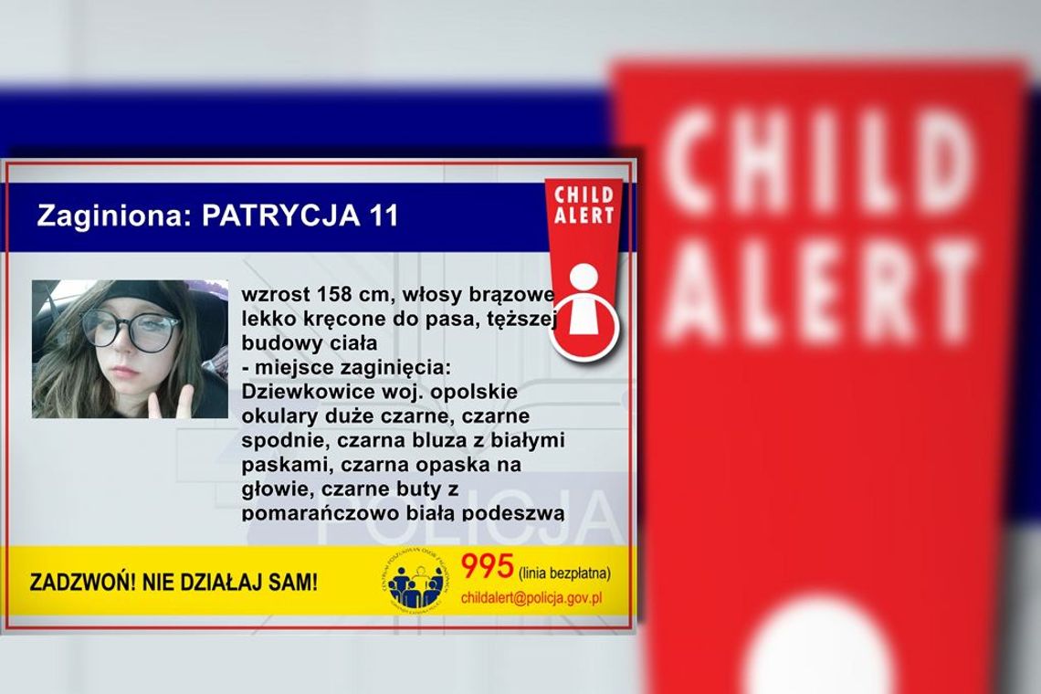 Child Alert. Trwają poszukiwania 11-letniej Patrycji z woj. opolskiego