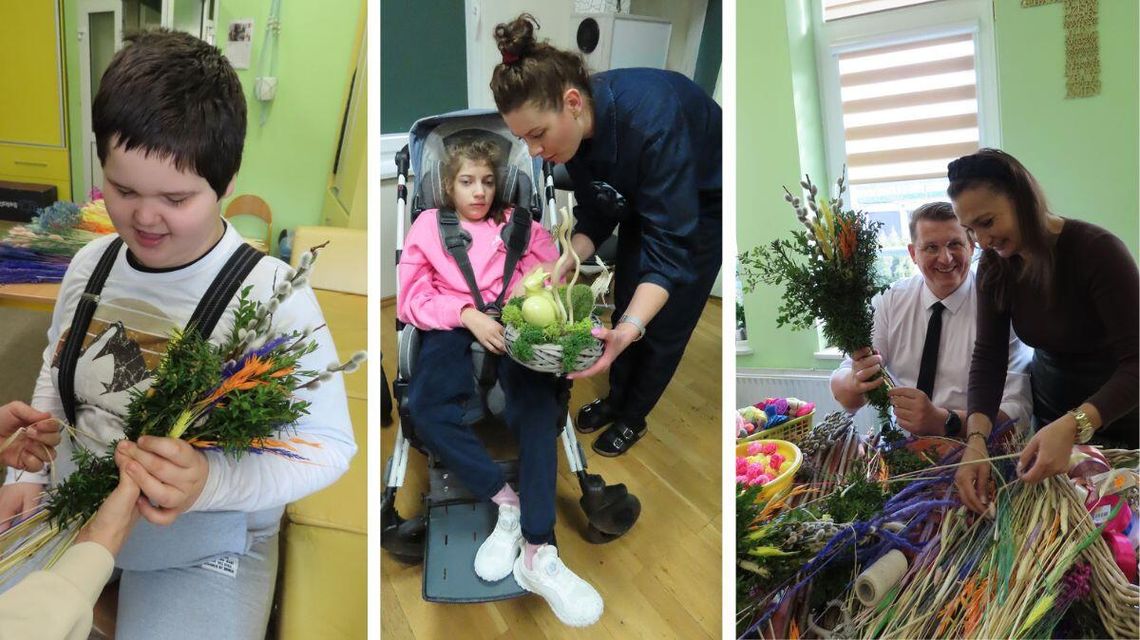 Zdjęcie przedstawia podopiecznych Caritasu i wicestarostę