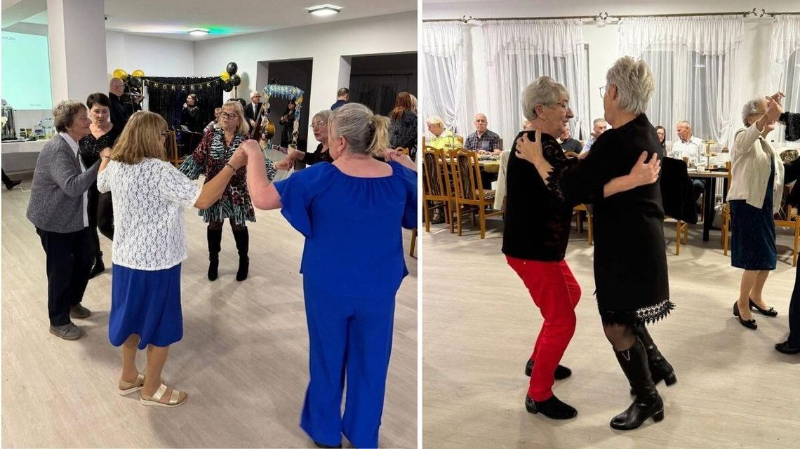 Czas na wspólną zabawę. Seniorzy zapraszamy na Bal Srebrnego Pokolenia kobiety tańczące na środku parkietu
