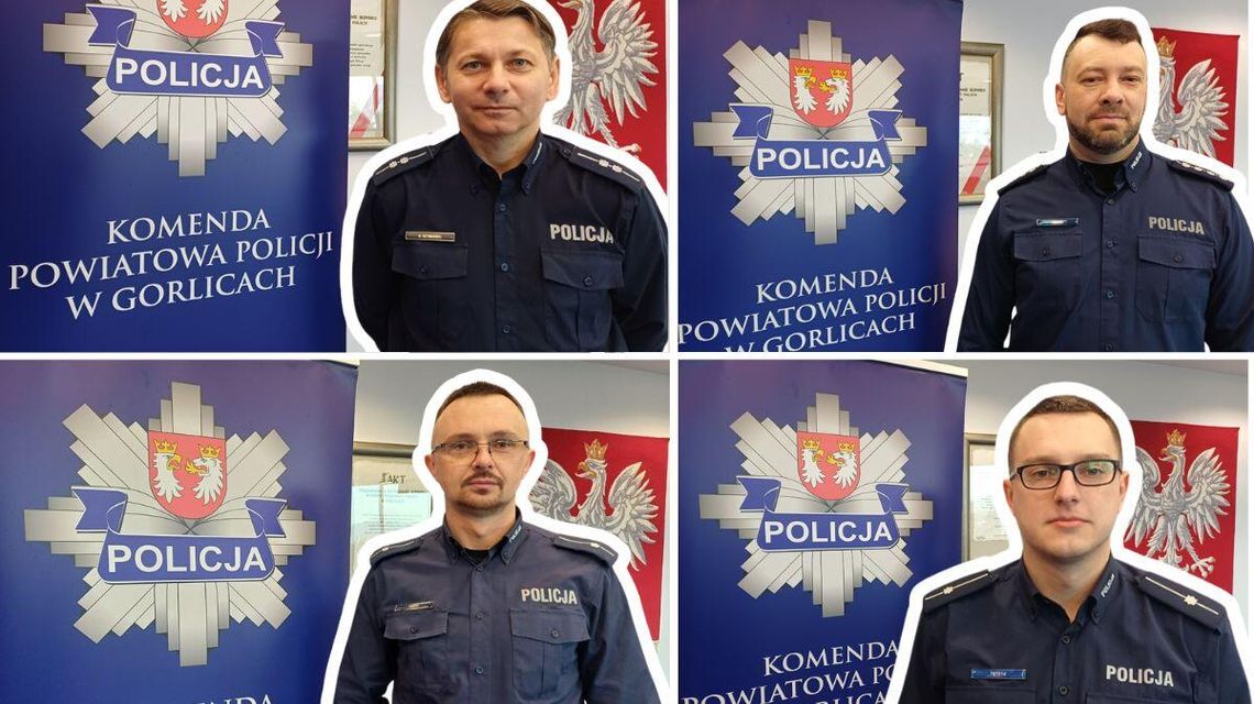 Zdjęcie przedstawia policjantów z Gorlic