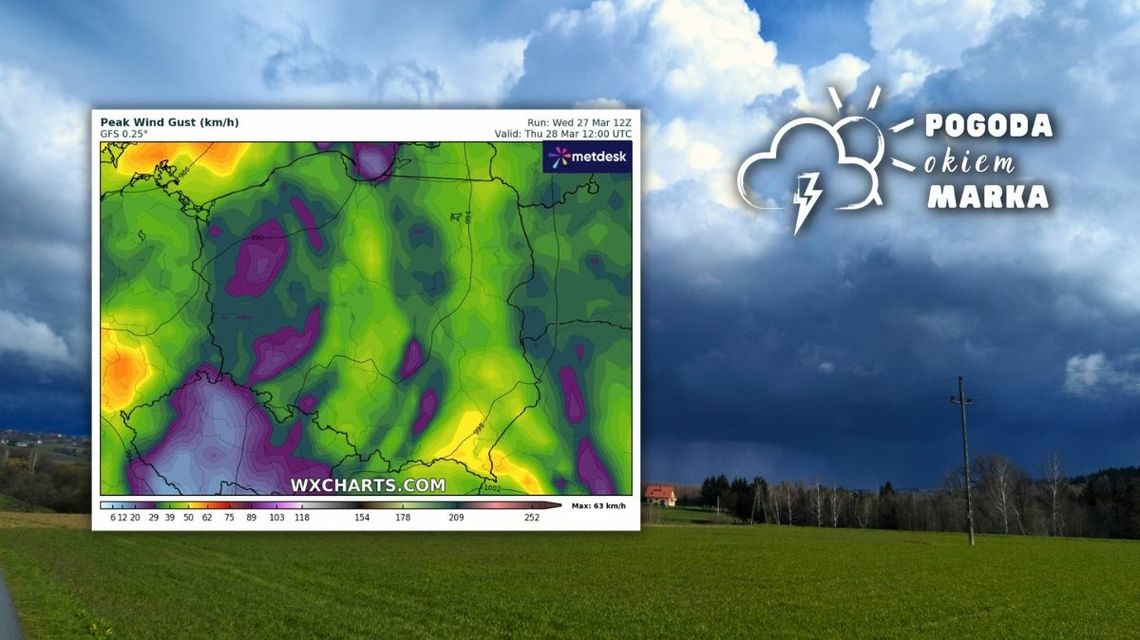 burzowe chmury o grafika pogody polski