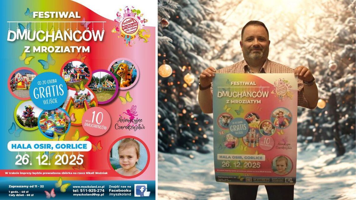 zdjęcie przedstawia mężczyznę z plakatem