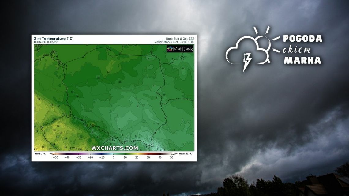 Chmury nad Gorlicami i mapa pogody Polski