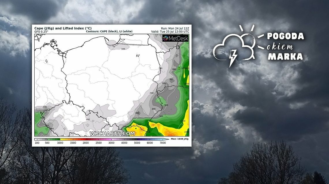 Niebo nad Gorlicami i mapa pogody polski