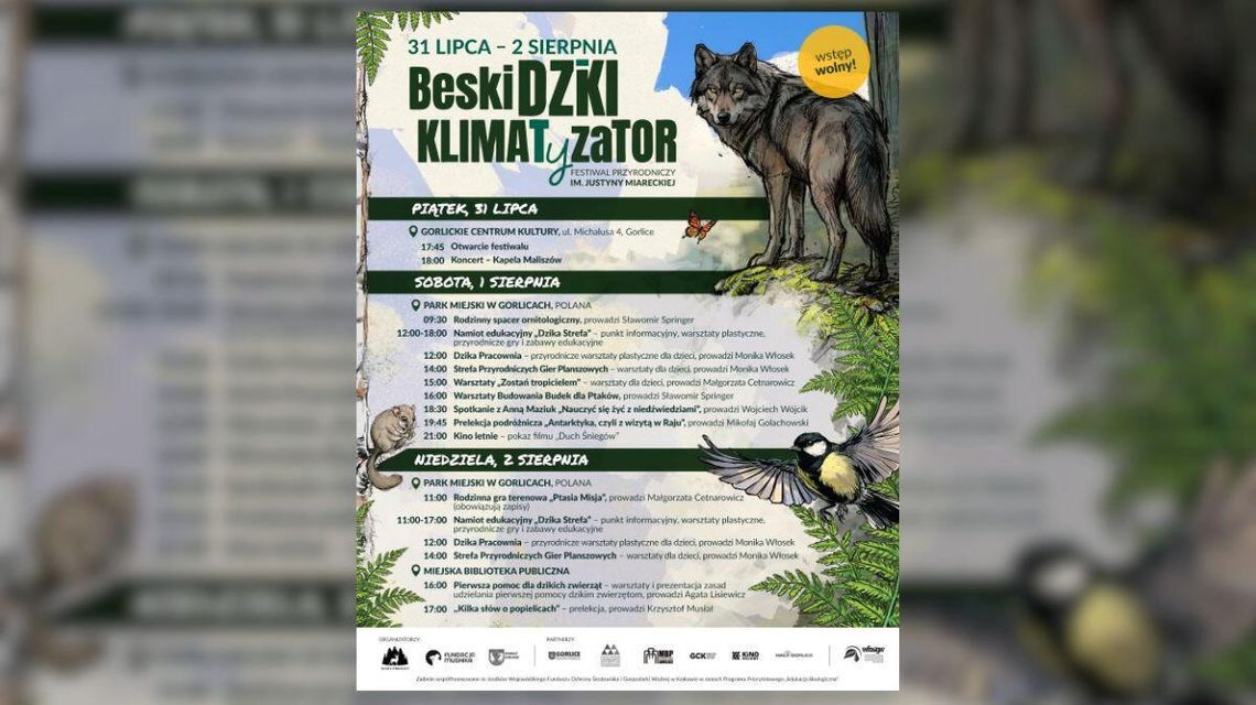Dziś na Klimatyzatorze. Kapela Maliszów otworzy festiwal plakat z wilkiem ptakiem i gryzoniem