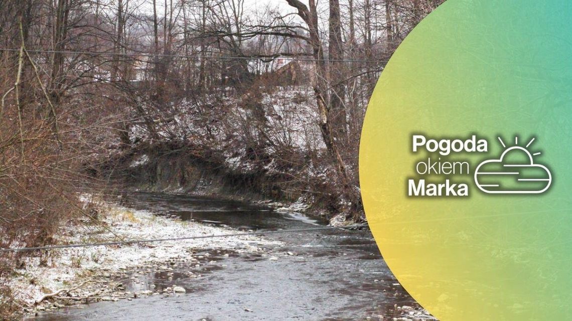 zdjęcie przedstawia brzeg rzeki i koryto rzeki w zimie