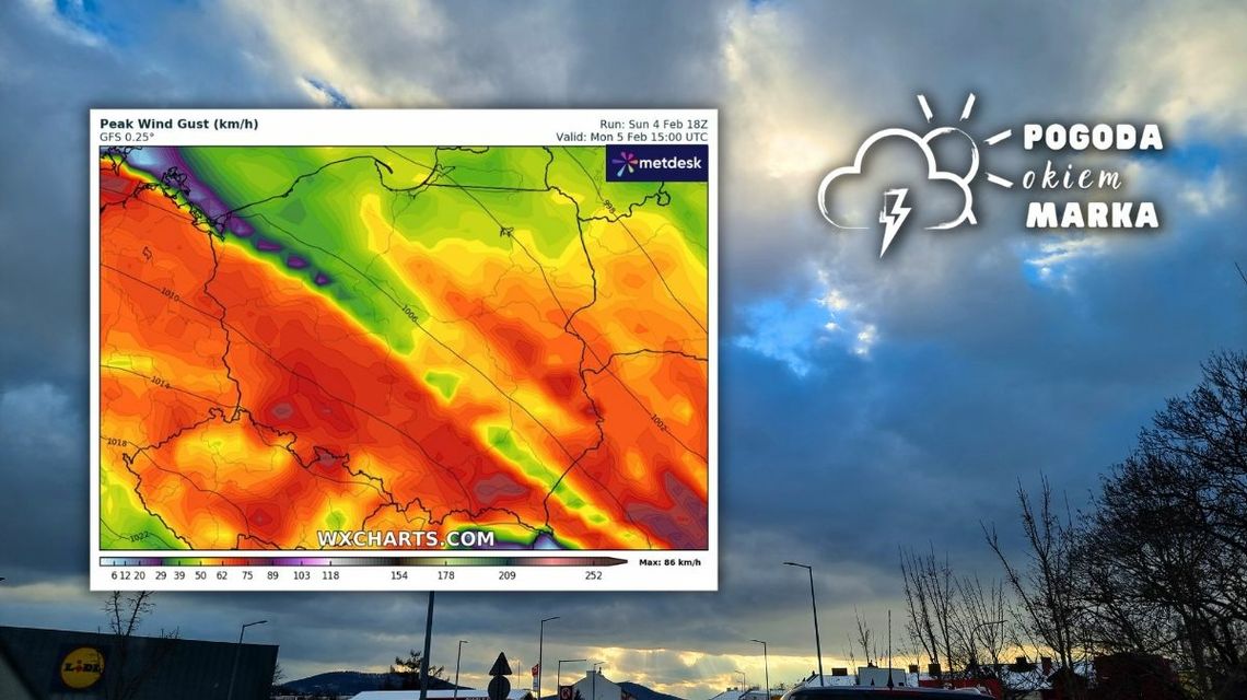 Niebo nad Gorlicami i mapa pogody polski