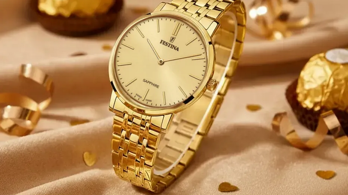 zdjęcie przedstawia złoty zegarek