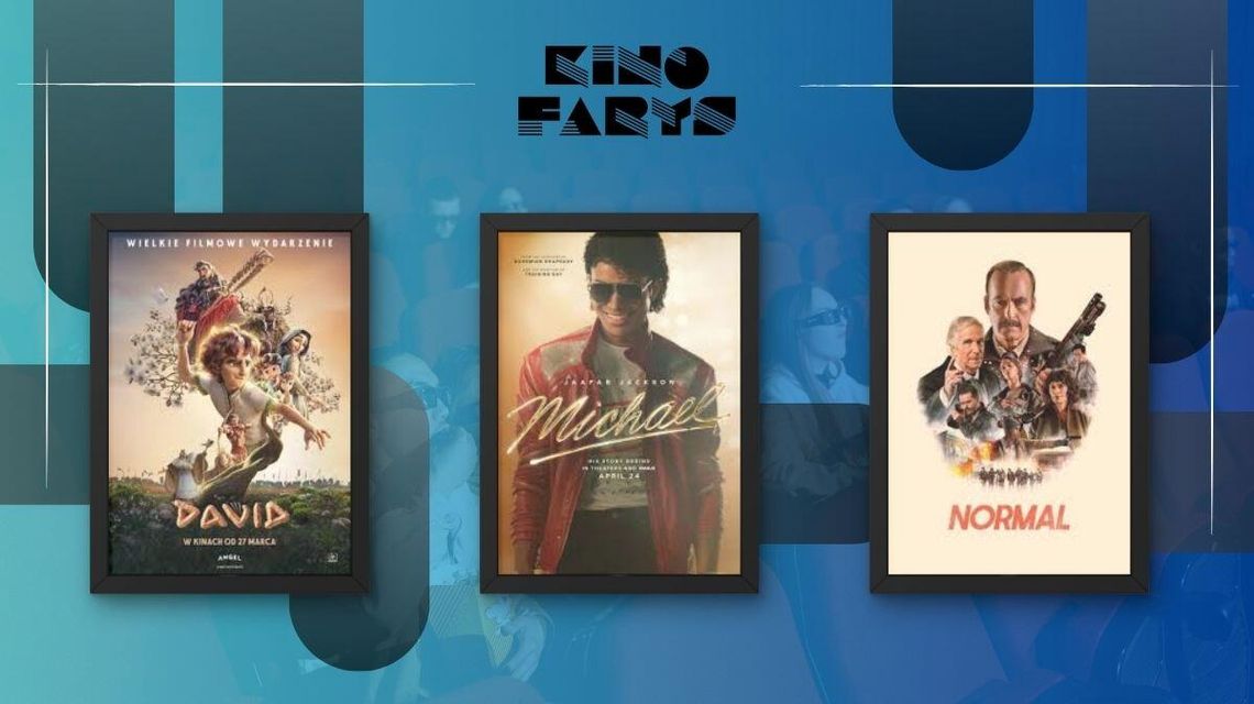 Zdjęcie przedstawia plakaty filmów wyświetlanych w kinie Farys w Bieczu