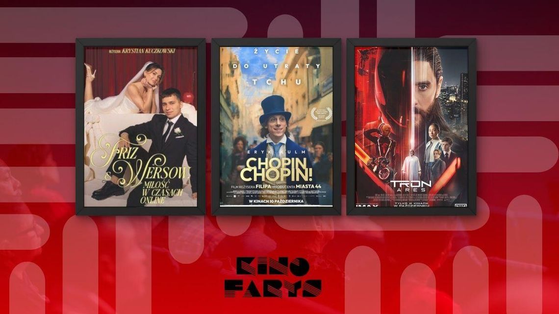 Zdjęcie przedstawia plakaty filmów wyświetlanych w kinie Farys w Bieczu