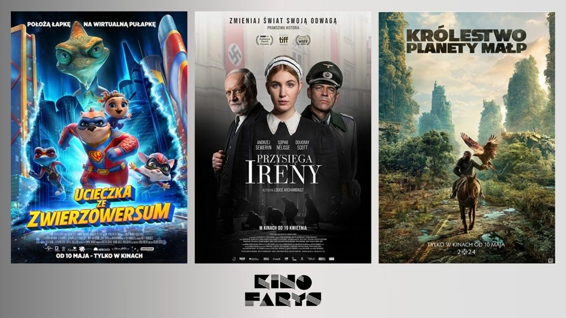 Plakaty filmów wyświetlanych w kinie Farys w Bieczu