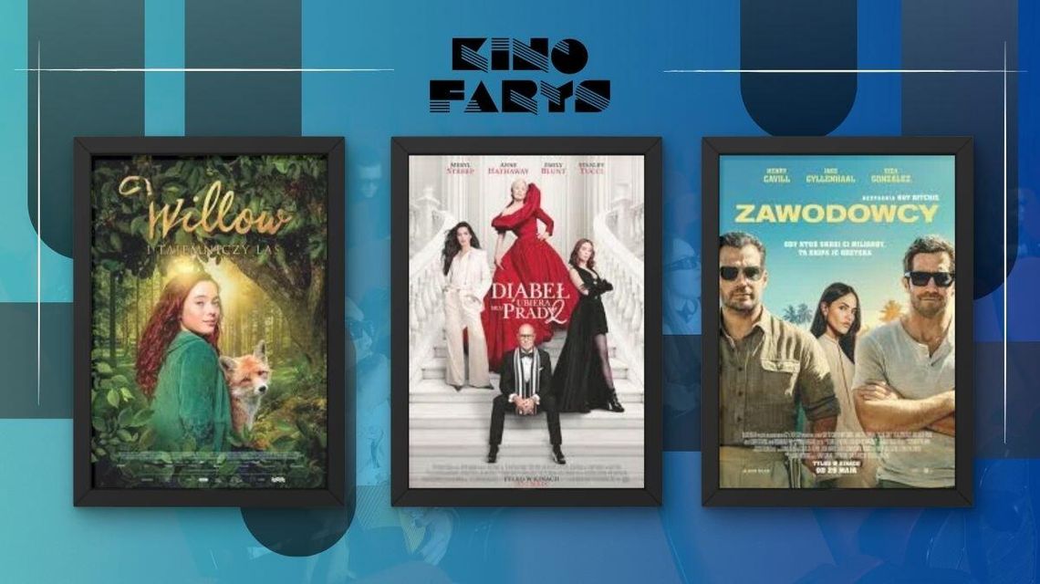 Zdjęcie przedstawia plakaty filmów wyświetlanych w kinie Farys w Bieczu