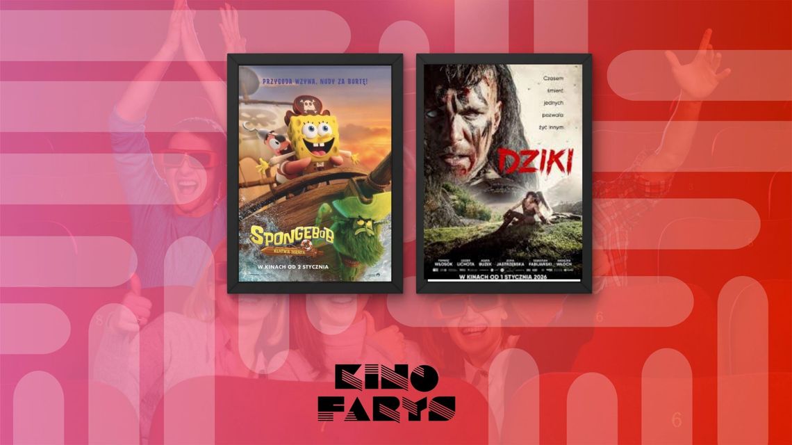 Zdjęcie przedstawia plakaty filmów wyświetlanych w kinie Farys w Bieczu