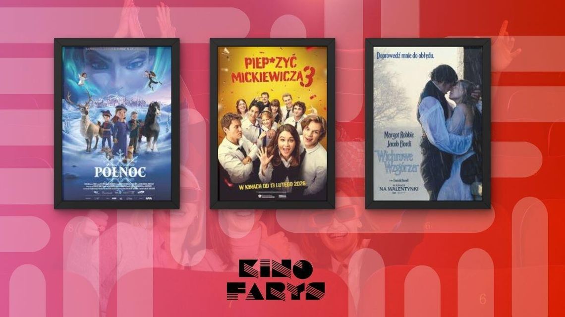 Zdjęcie przedstawia plakaty filmów wyświetlanych w kinie Farys w Bieczu