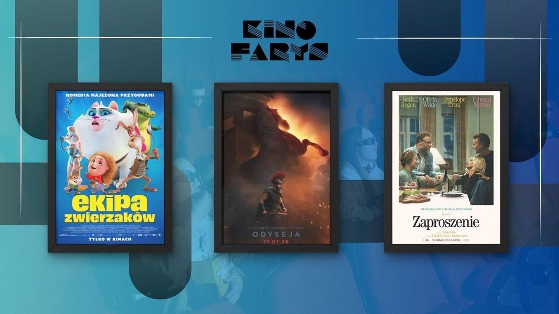 Zdjęcie przedstawia plakaty filmów wyświetlanych w kinie Farys w Bieczu