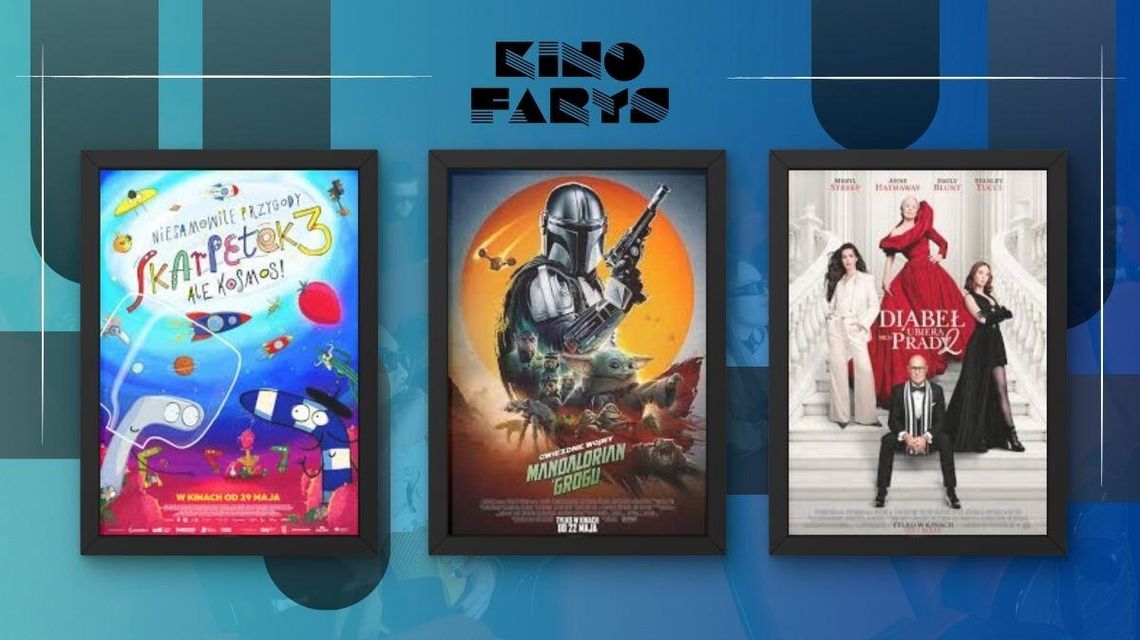 Zdjęcie przedstawia plakaty filmów wyświetlanych w kinie Farys w Bieczu