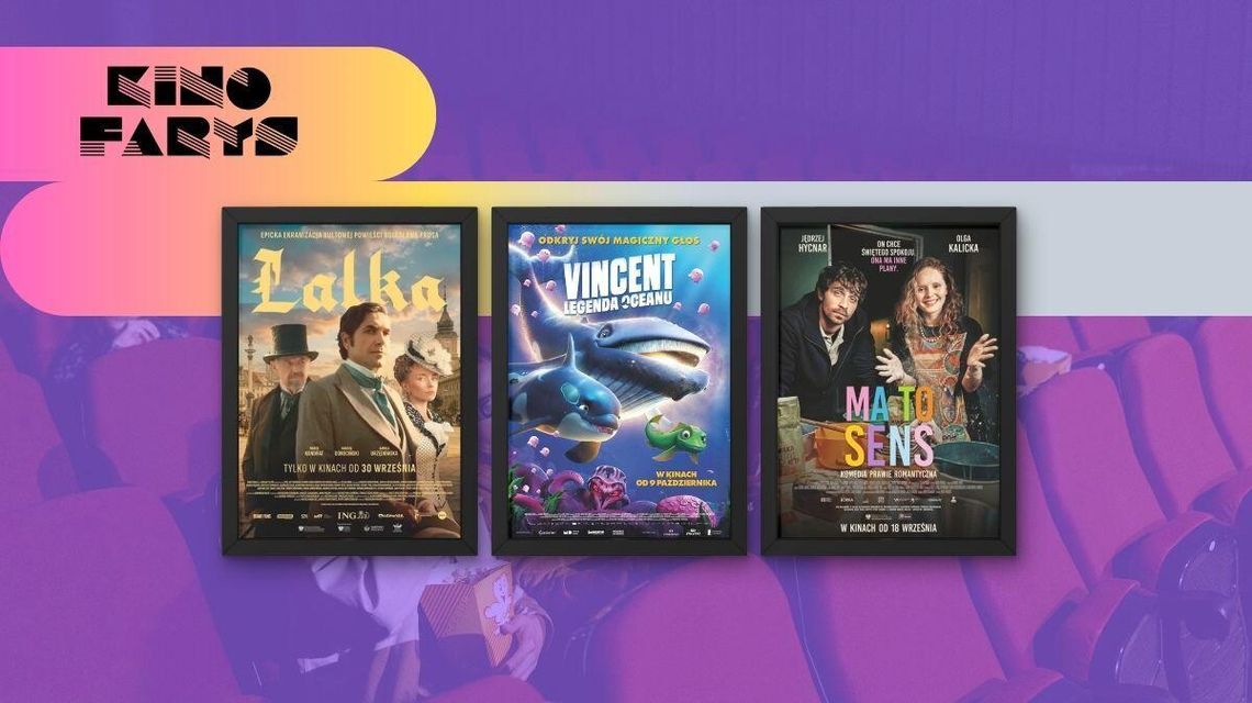 Zdjęcie przedstawia plakaty filmów wyświetlanych w kinie Farys w Bieczu