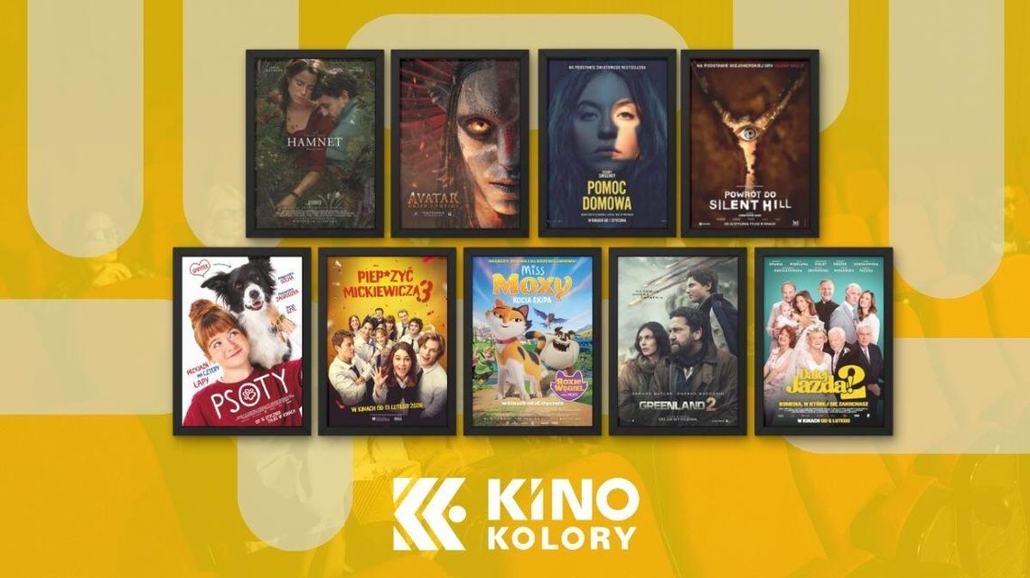 Zdjęcie przedstawia plakaty filmów wyświetlanych w Kinie Kolory w Gorlicach