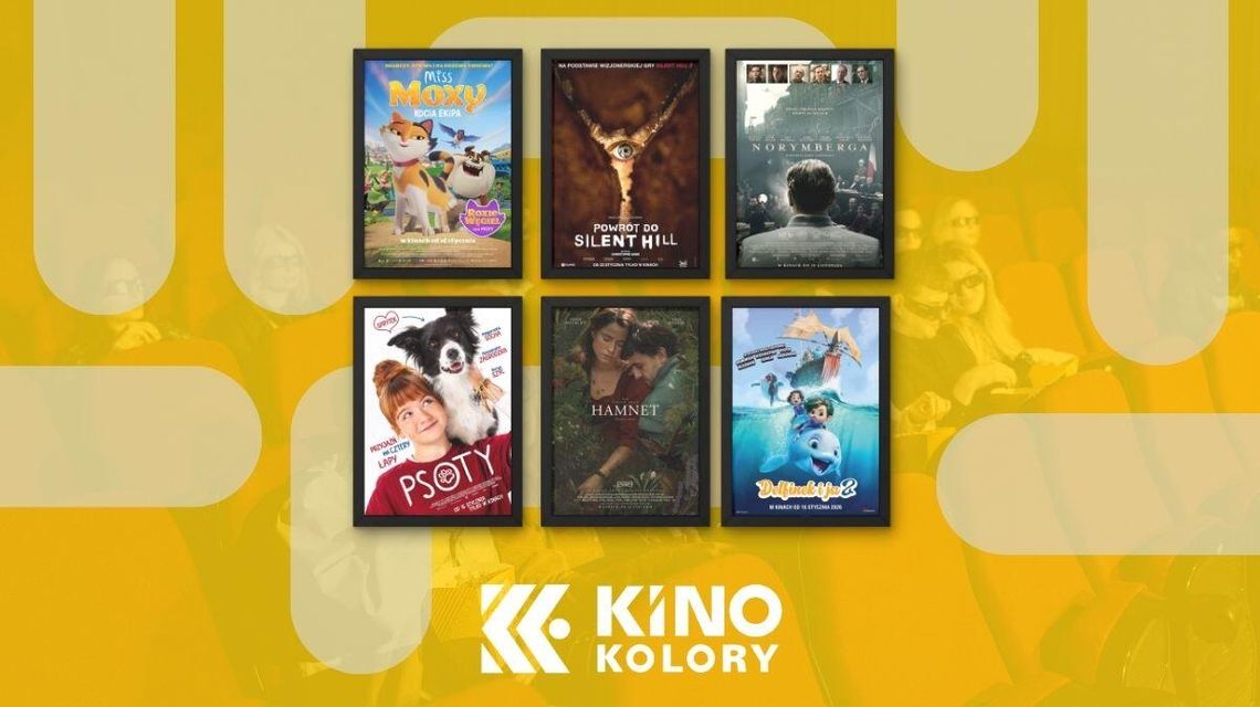 Zdjęcie przedstawia plakaty filmów wyświetlanych w Kinie Kolory w Gorlicach