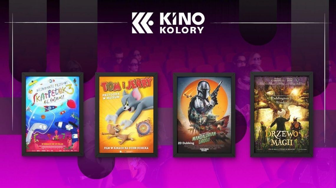 Zdjęcie przedstawia plakaty filmów wyświetlanych w Kinie Kolory w Gorlicach