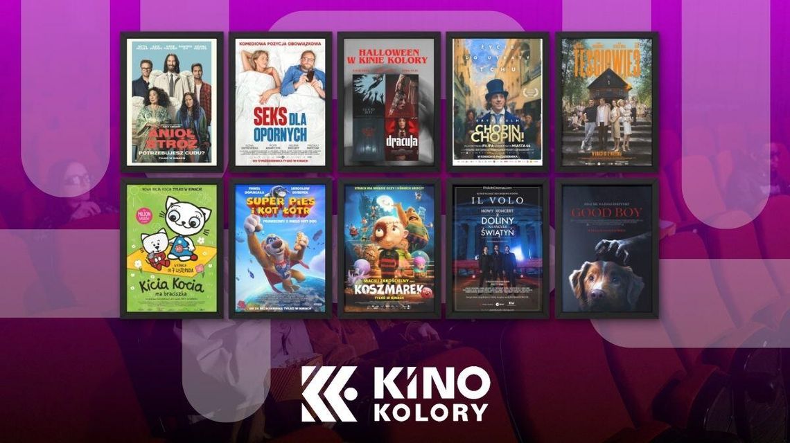 Zdjęcie przedstawia plakaty filmów wyświetlanych w Kinie Kolory w Gorlicach