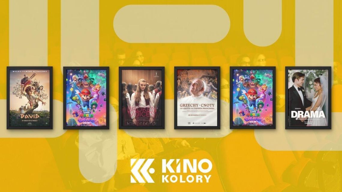 Zdjęcie przedstawia plakaty filmów wyświetlanych w Kinie Kolory w Gorlicach