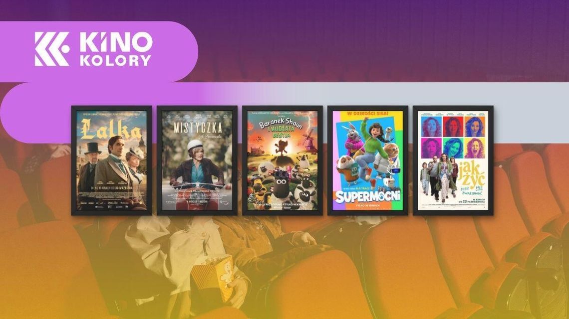 Zdjęcie przedstawia plakaty filmów wyświetlanych w Kinie Kolory w Gorlicach