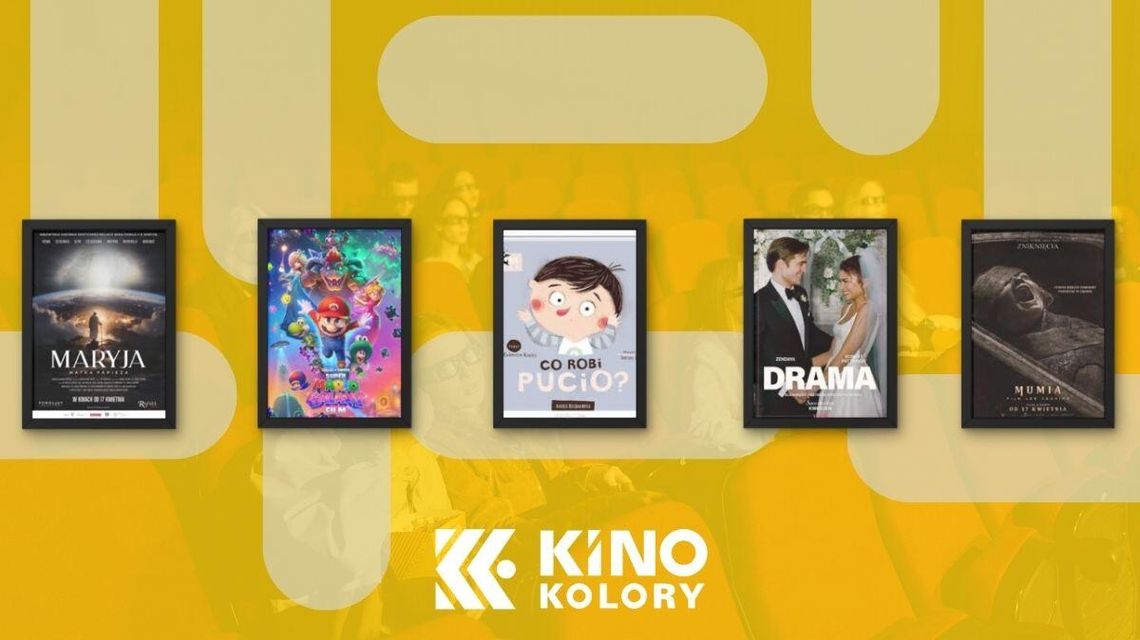 Zdjęcie przedstawia plakaty filmów wyświetlanych w Kinie Kolory w Gorlicach