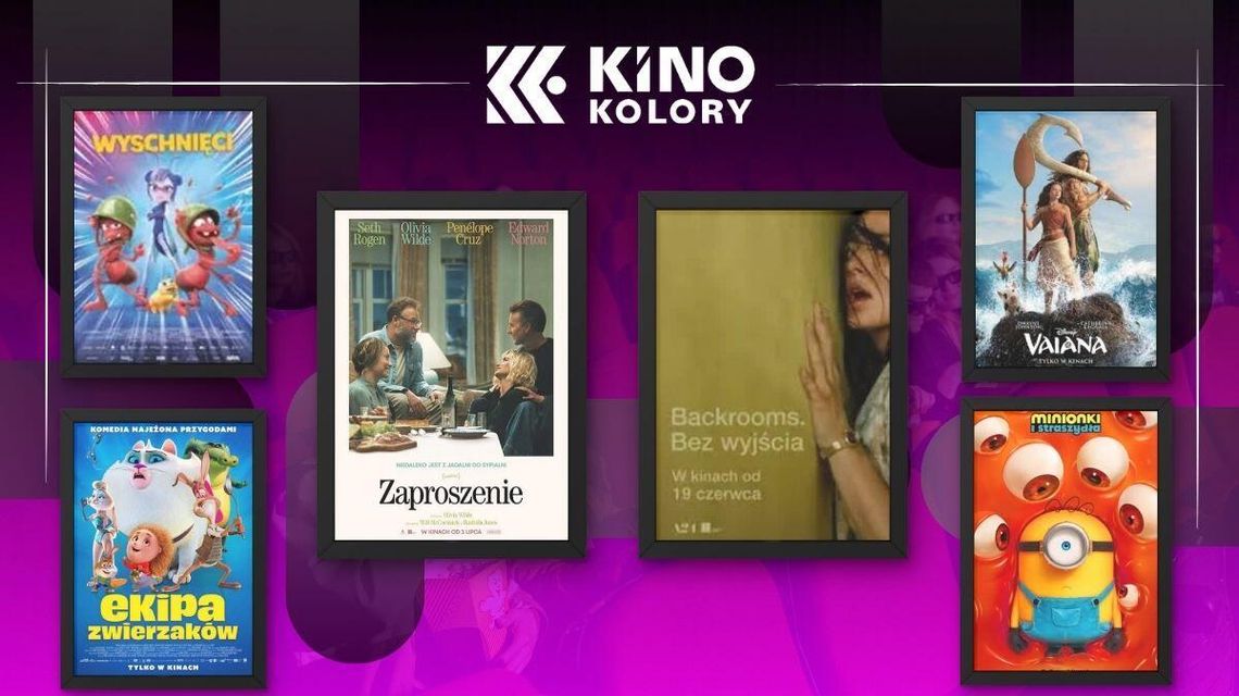 Zdjęcie przedstawia plakaty filmów wyświetlanych w Kinie Kolory w Gorlicach