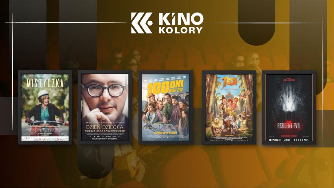 Zdjęcie przedstawia plakaty filmów wyświetlanych w Kinie Kolory w Gorlicach
